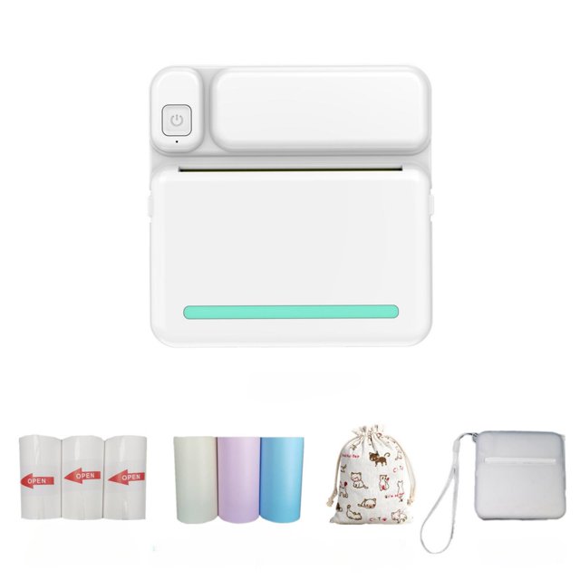yeacher Imprimante Thermique Bluetooth Compacte pour Étudiants - Imprimante Portable pour Étiquettes et Photos avec Résolution de 200 Dpi, Batterie de 1200 mAh et 6 Rouleaux de Papier - Modèle Bleu C19