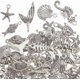 thumbnail image 1 of 1 caja de 60 dijes de estrellas de mar de metal, dijes de aleación oceánica con forma de vida marina, tortugas, peces, conchas y colgantes de playa veraniega., 1 of 9
