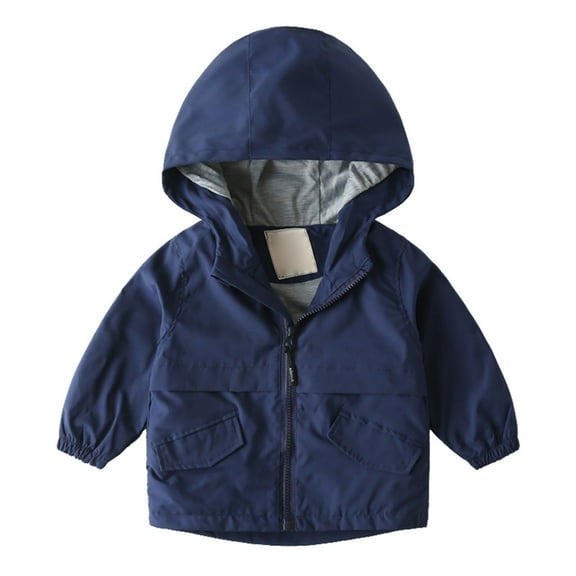 Toddler Boys Lined Windbreaker Kids Lightweight Zip Up 𝗛ooded Jacket Casual Hiking Outerwear Raincoat with Poacket