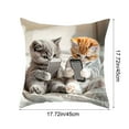 thumbnail image 3 of Cats Playing With Mobile Phone Printed Pillowcase Bedroom Living Room Sofa Decorative Cushion Cover Home Accent Pillow Flock Material 18x18 Inches, 3 of 5