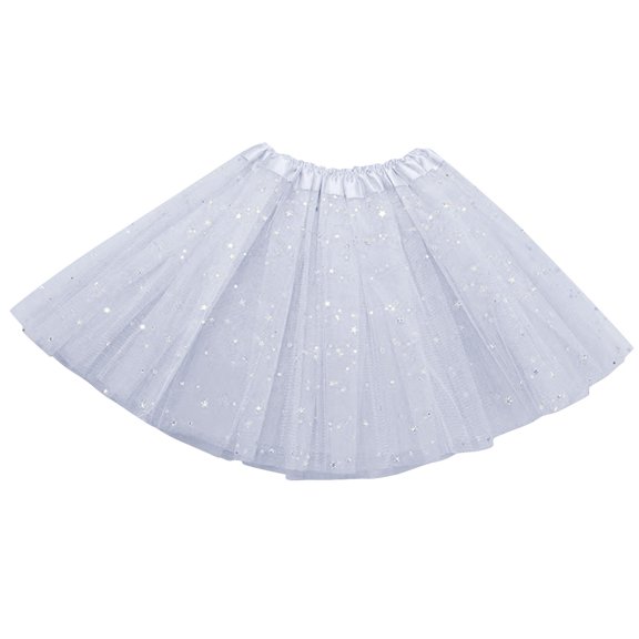 Alkepwun Tulle Skirts for Women Elastic High Waist Sparkling Sequins Puffy Tutu Skirt Lightweight Breathable Comfort Pleated Mini A Line Ballet Skirt