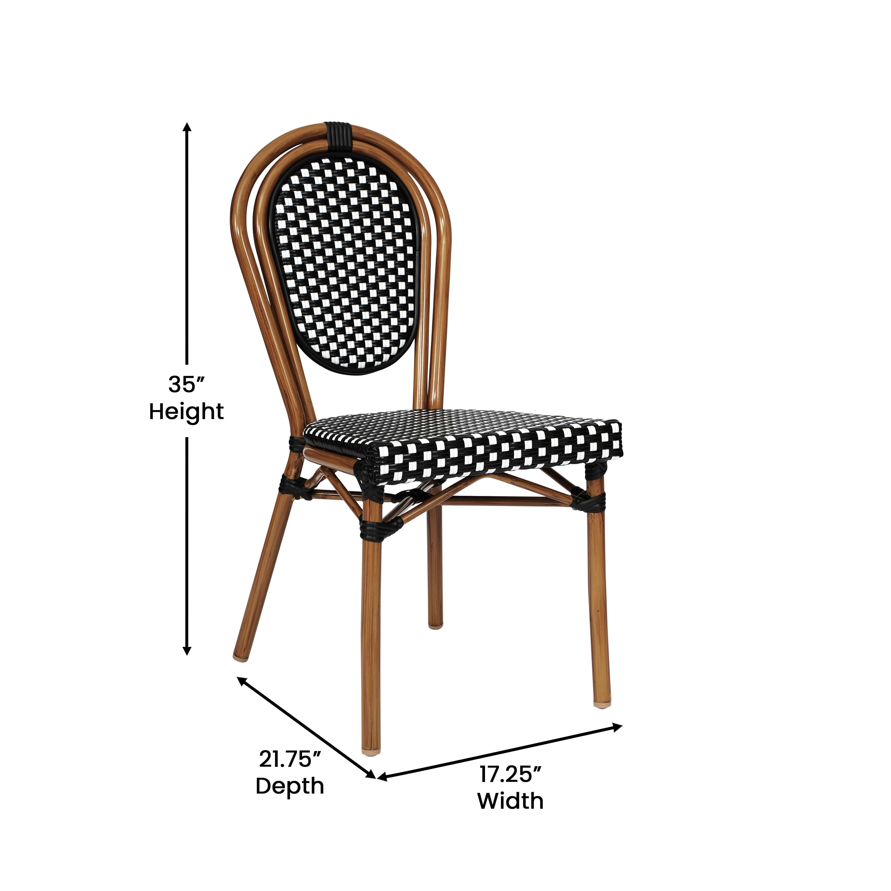 Flash Furniture Lourdes Indoor/Outdoor French Bistro Stacking Chair Black/White/Natural