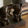 thumbnail image 6 of 12" x 6" Brown Polystone Elephant Sculpture, by DecMode, 6 of 10
