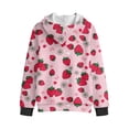 thumbnail image 2 of Uorisanigo Full Zip Hoodie Hooded Sweatshirt Long Sleeve Red Strawberry Pullover Shirts Tops with Kangaroo Pockets, Outwear Coat Jackets for Vacation Shopping Exercise Wear, 2 of 7