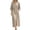 Khaki, variant on Summer Stand Up Collar Slit Button Belted Long Style And Blouse Skirt