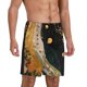 thumbnail image 2 of Balery Abstract Gold Floral Galaxy Pantalones cortos de pijama de punto de algodón para hombre con cinturilla y bolsillos-Large, 2 of 6