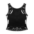 thumbnail image 6 of renvena Women Wetlook Skinny Crop Top Patent Leather U Neck Sleeveless Zipper Vest A Black XXL, 6 of 7