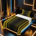 thumbnail image 3 of meiyoeat Modern Gold Striped Twin Sheet Sets, Luxury Dark Gradient Bedding for Boys, Gold, 3pcs, 1 Flat Sheet, 1 Fitted Sheet and 1 Pillowcase, 3 of 6