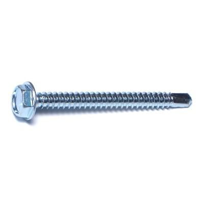 

#10-16 x 2 Zinc Plated Steel Hex Washer Head Self-Drilling Screws