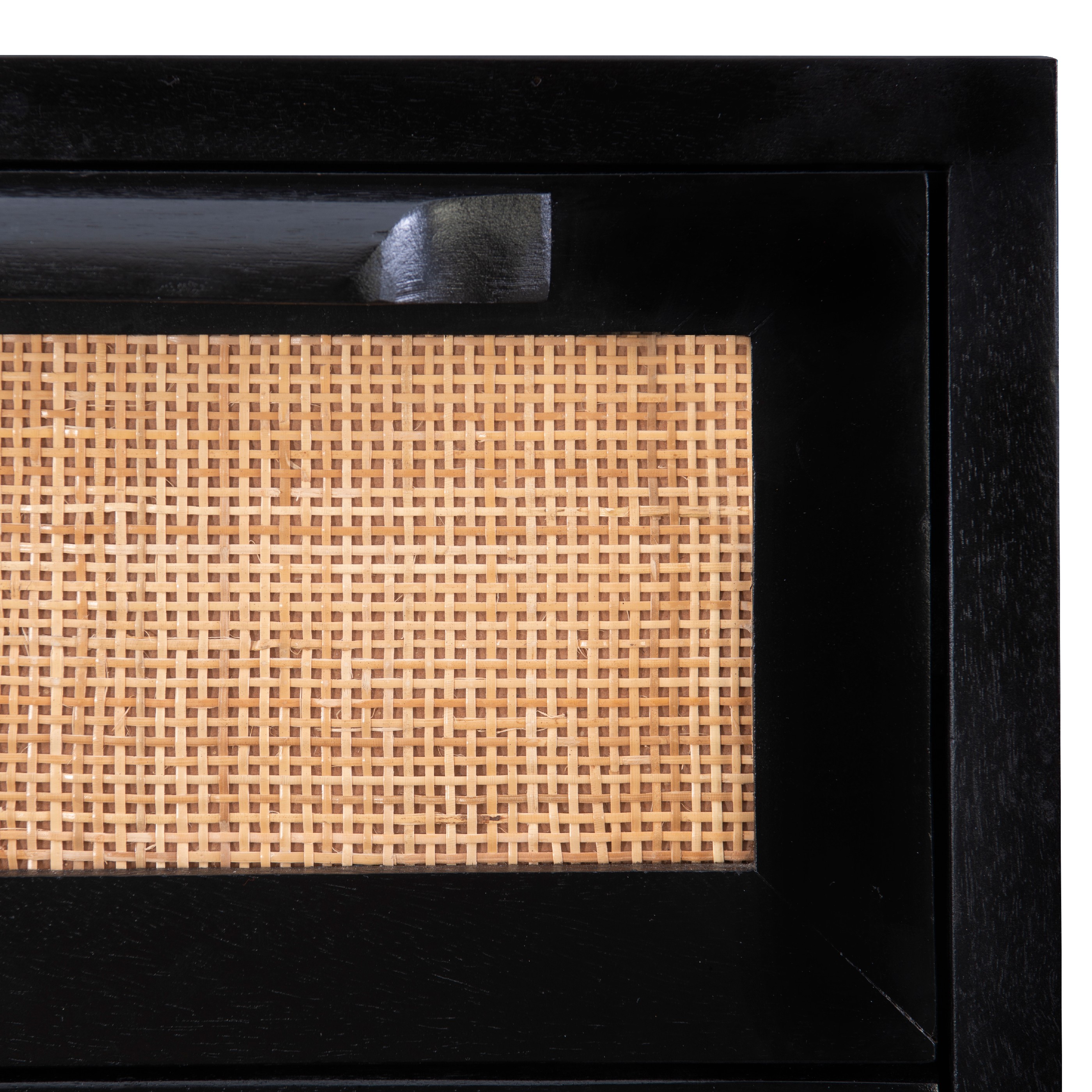 Powell Blair Rattan 2-Drawer Cabinet, Black