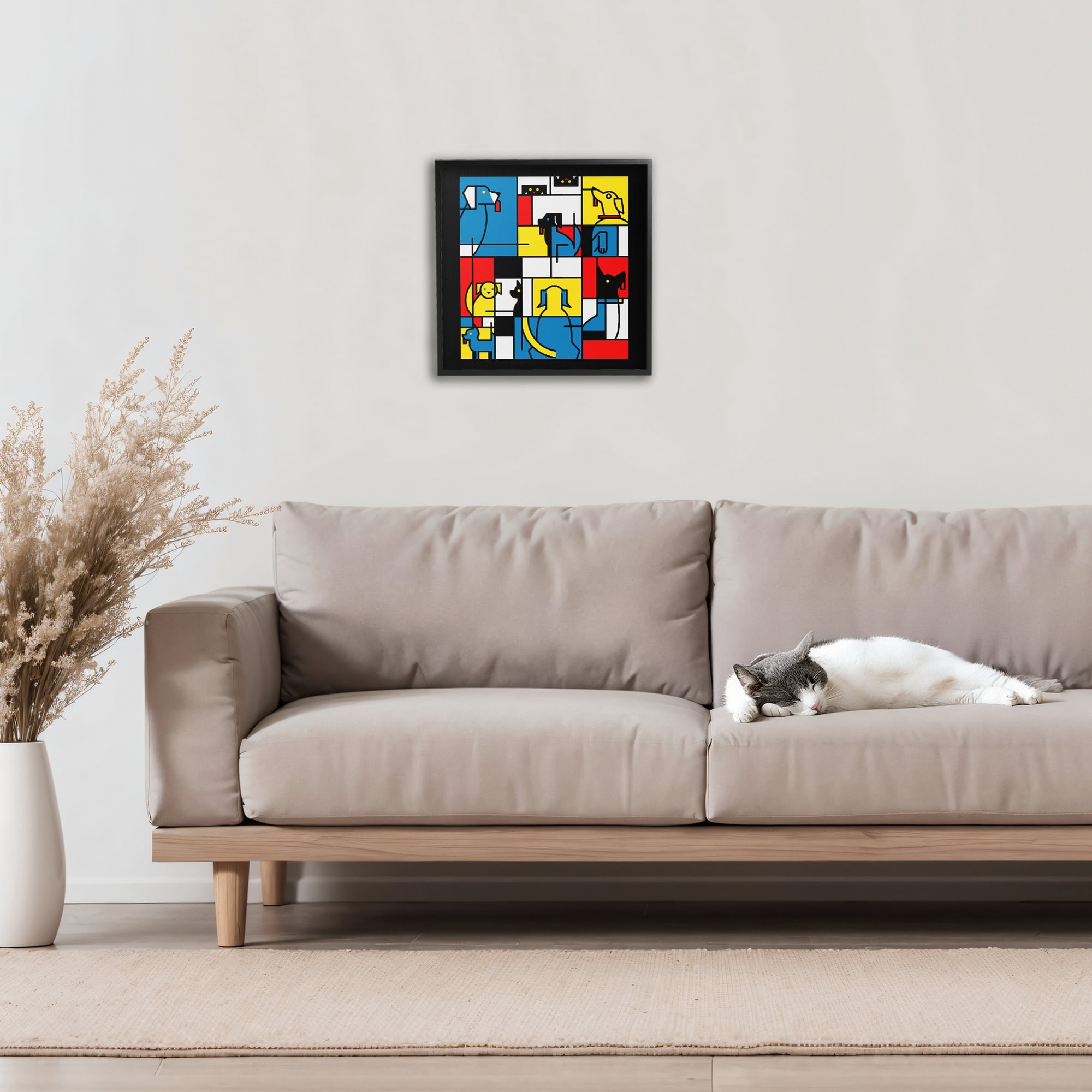 Stupell Industries Color Block Dogs Abstract Black Framed Giclee Art, design by Tobe Fonseca