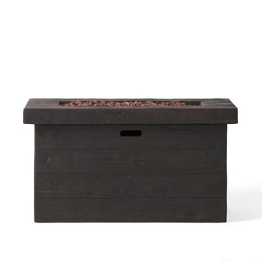 Crawford Outdoor Lightweight Concrete Rectangular Fire Pit - 50,000 BTU, Brown