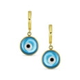thumbnail image 2 of Bling Jewelry Womens Round Blue Evil Eye Drop Huggie Mini Hoop Earrings Endless Murano Glass Yellow Gold Plated .925 Sterling Silver, 2 of 5