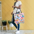 thumbnail image 4 of FORMRS Womens Canvas Tote Bag with Zipper Inner Pocket Shoulder Handbag, Purple Colorful Circles, 4 of 7