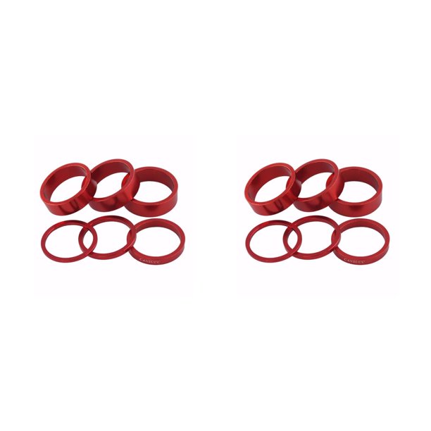 Soidarity CANSUCC - Juego de 6 arandelas para auriculares de bicicleta, portátiles, profesionales, reemplazables, para horquilla delantera, espaciador, Rojo 2piezas Soidarity CBP494631