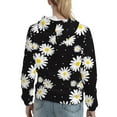 thumbnail image 7 of Balery Daisies Flowers Pattern Womens Long Sleeve Hoodie, Pullover Hooded Sweatshirt, Kangaroo Pocket Hoodie with Eye-catching Drawstrings-Medium, 7 of 7