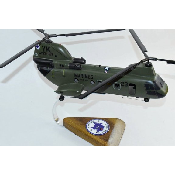 HMM-364 Purple Foxes CH-46 (153987) Model, 1/38 (14") Scale, Mahogany, Phrog