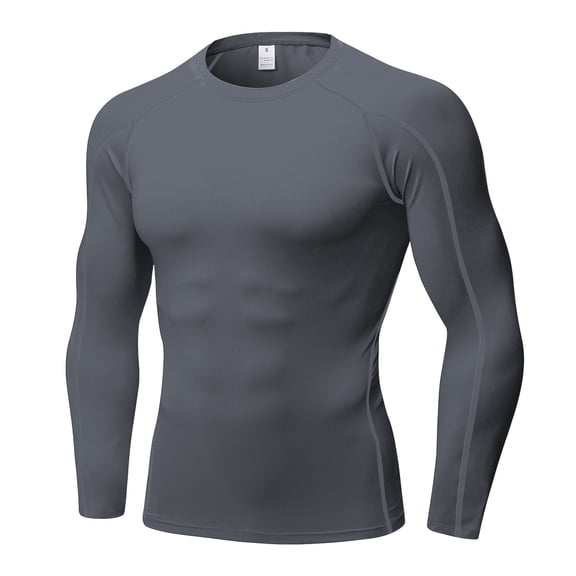 SUYIDA Men's Tight Fitting Sports Top, Long Sleeve Running Training Tee, Fitness Gym Activewear Shirt