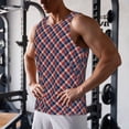 thumbnail image 5 of Lsque Red Blue Checked Pattern Mens Tank Tops Muscle Athletic Quick Dry Sleeveless Workout Fitness T Shirts Beach Tank Top, Loose-fit Sleeveless Shirt for Men-XX-Large, 5 of 7