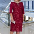 thumbnail image 3 of Joernso Formal Dress Lace Patchwork Women Crochet Flower Bodycon Dress for Wedding, 3 of 8