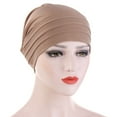 thumbnail image 2 of Bangcool Turban Cap Pleated Simple Solid Color Elastic Beanie Hat Slouchy Hat for Women, 2 of 6