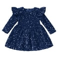 thumbnail image 4 of IDOPIP Toddler Baby Girls Sequin Velvet Tutu Dress Long Sleeve Princess Christmas Birthday Party Dresses, 4 of 5