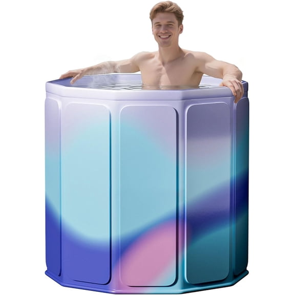 Portable Foldable Bathtub, 28" Freestanding Bathtub for Adults, Hot Bath Tub, Ice Bath, Family Bathroom SPA Tub Indoor & Outdoor(Purple)
