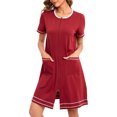 thumbnail image 2 of Besolor Womens Zip up Robes Short Sleeve Zipper Housecoat Short Bathrobe Soft Sleepwear Nightgown with Pockets, 2 of 7