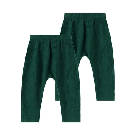 LJEFF Baby 2PC Cotton Gauze Harem Pants Soft Casual Solid Color Loose Casual Toddler Trousers Army Green Size 0 T
