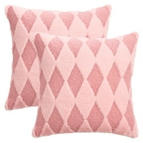 Unique Bargains Pack of 2 Plush Throw Pillow Covers with Diamond Pattern Pink