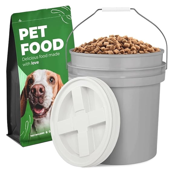 Pet Food Storage Container 25lbs - Airtight Container with Gamma Seal Lid - BPA-Free Plastic - Heavy Duty 90MIL - Grey Dry Food Keeper - Dog & Cat Food