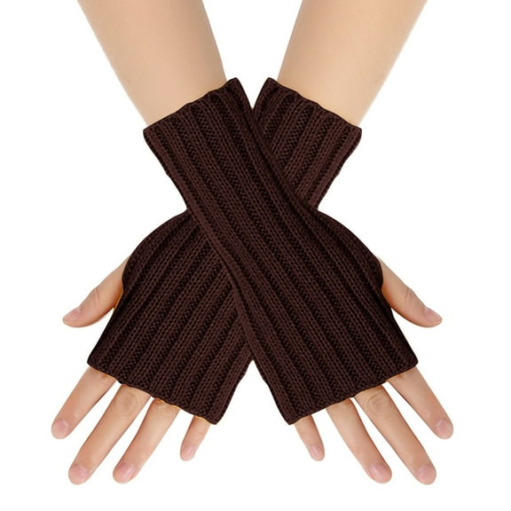 VANLOFE Winter Coffee Gloves Woolen Cold Proof Gloves Knitted Gloves Wrist Arm Warmer Gloves Fingerless Gloves Convenient for work