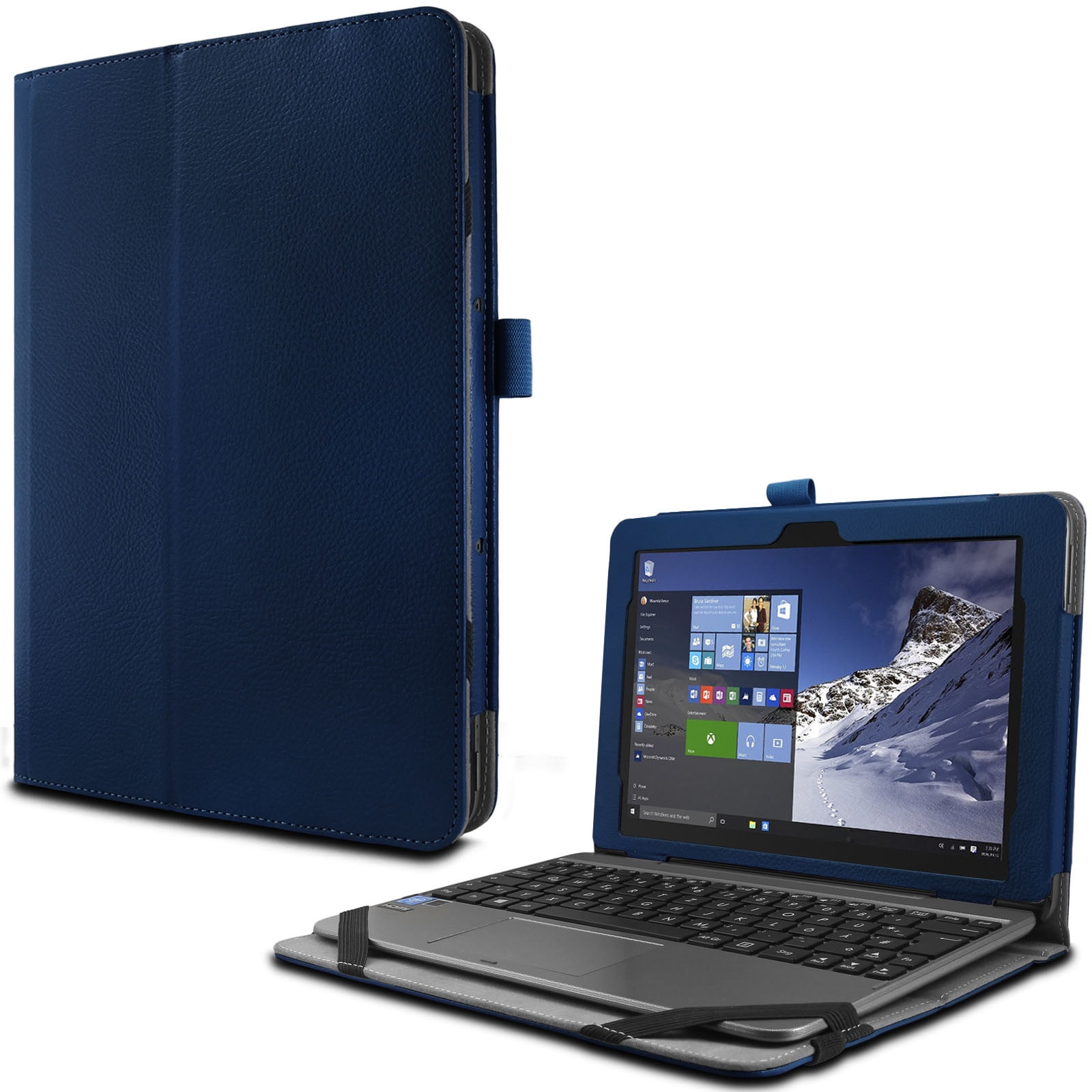 Infiland Folio PU Leather Case Cover For ASUS Transformer Book T101HA C4 GR 10.1 Inch 2 In 1 Touchscreen Laptop Navy Walmart