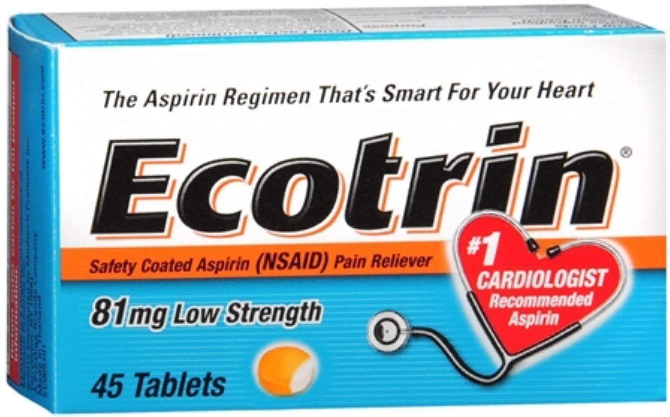 Ecotrin 81 mg Low Strength Tablets 45 Tablets Pack of 2