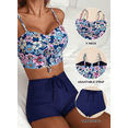 thumbnail image 3 of SHEWIN Bathing Suits for Women 2 Piece Bikinis Set Floral Print Drawstring Swim Tops with Swimsuit Bottom Sporty Adjustable Straps Bathing Suits, 3 of 8