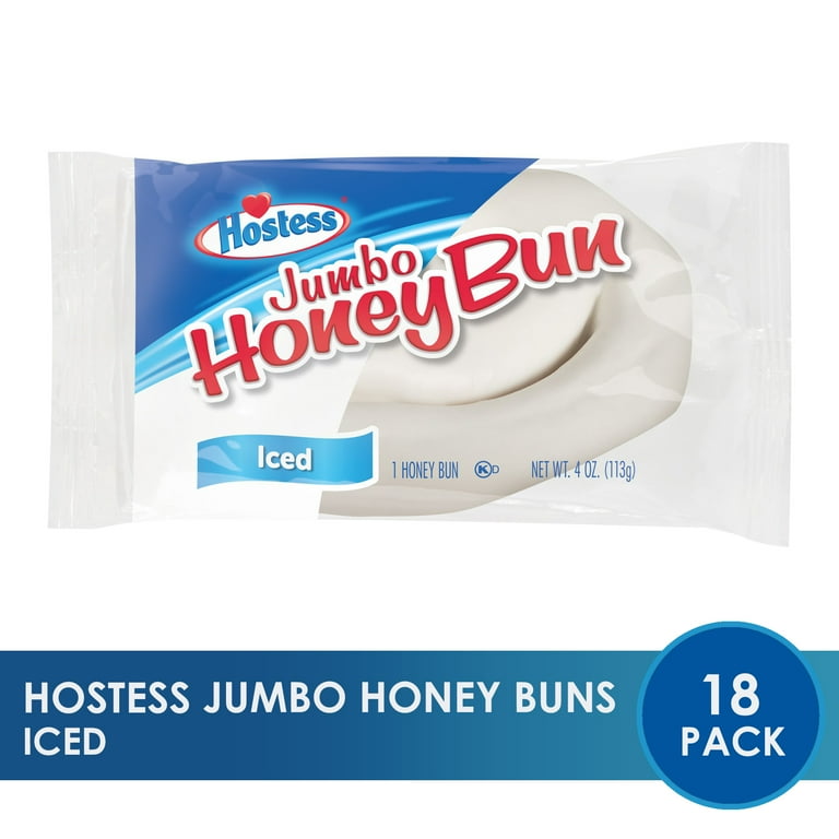 18 Pack) Hostess Jumbo Iced Honey Buns, 1 Count Bags - Walmart.com
