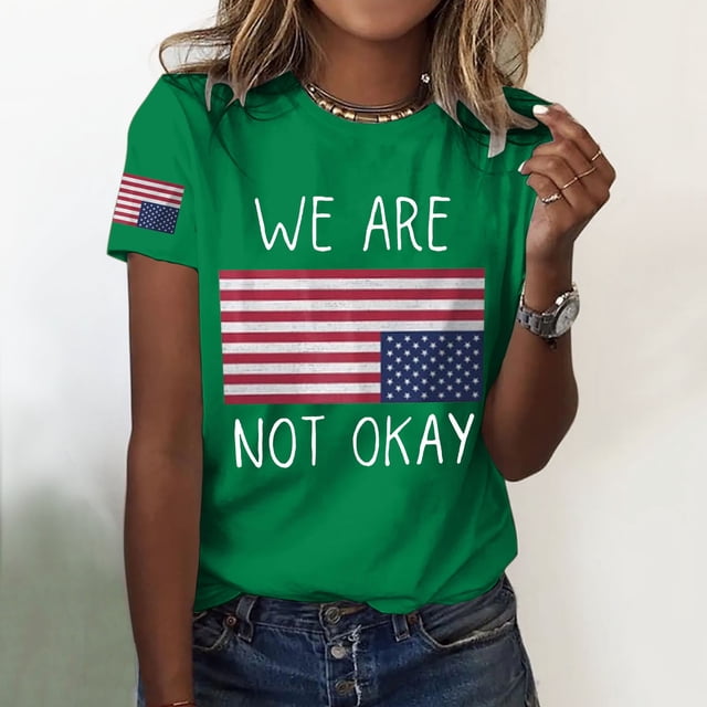 MKLEKYY Camisetas Mujer Camisa De Manga Corta Con Cuello Redondo Y Estampado Liso Informal Para Mujer Talla S