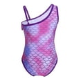 thumbnail image 2 of MSemis Kids Girls One-Shoulder Fish Scales Printed Ruffle Swimsuit, 2 of 5