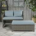 thumbnail image 6 of Outdoor Wicker Love Seat and Coffee Table Set, Weather Resistant Grey Rattan, Patio Furniture with Gray Cushions & Storage Bin, 6 of 6