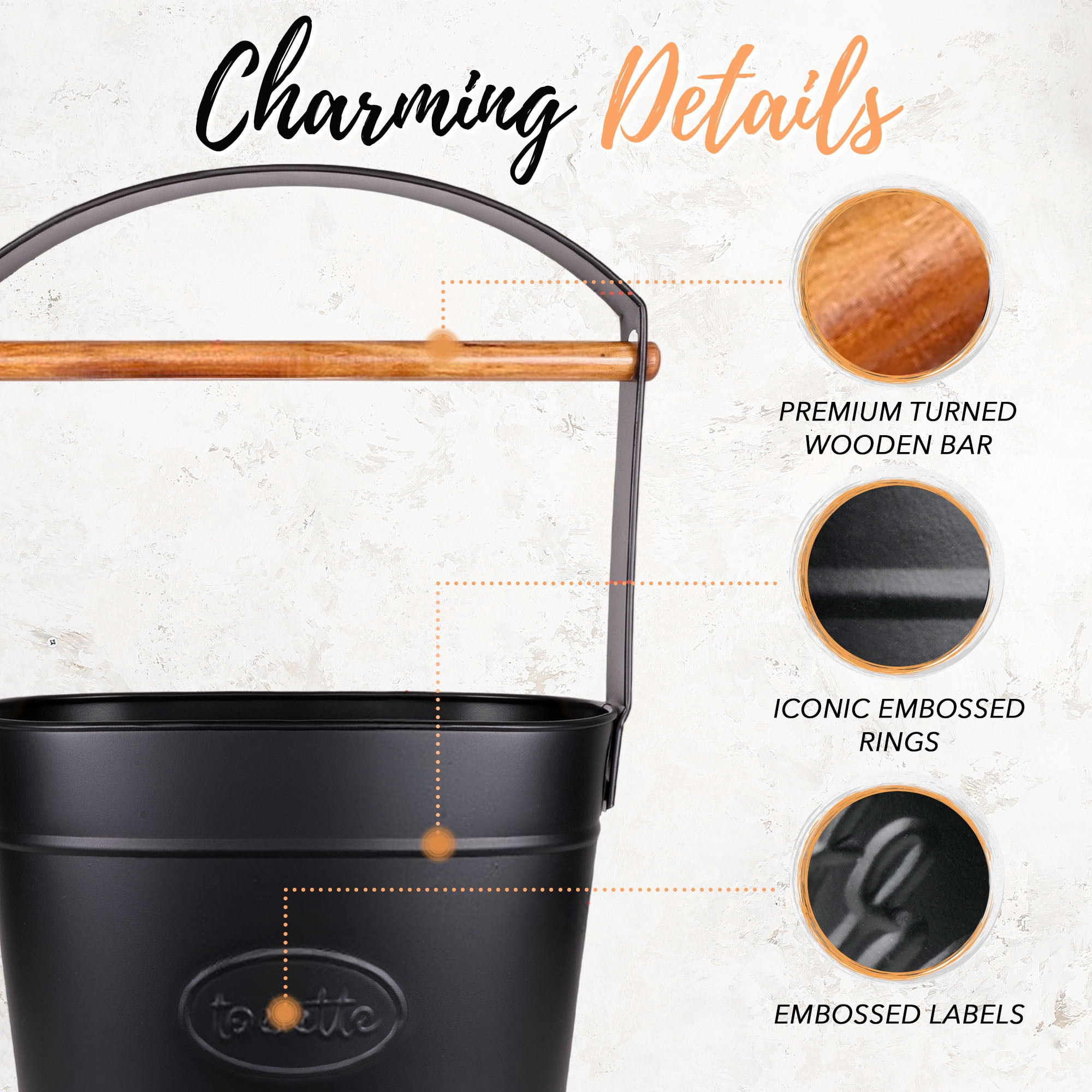 Autumn Alley Black Standing Toilet Paper Holder with Bucket Extra Roll Storage