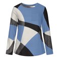 thumbnail image 4 of GigrtiJin Fall Blouse for Women Color Block Long Sleeve Pullover Tops Lightweight Flannel Crew Neck Plus Size Shirts, 4 of 5