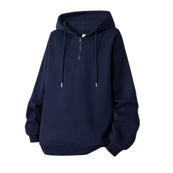 Hoodies for Men Half Zip Up Hoodie Drop Shoulder Casual Long Sleeve Pullover Solid Sweatshirt
