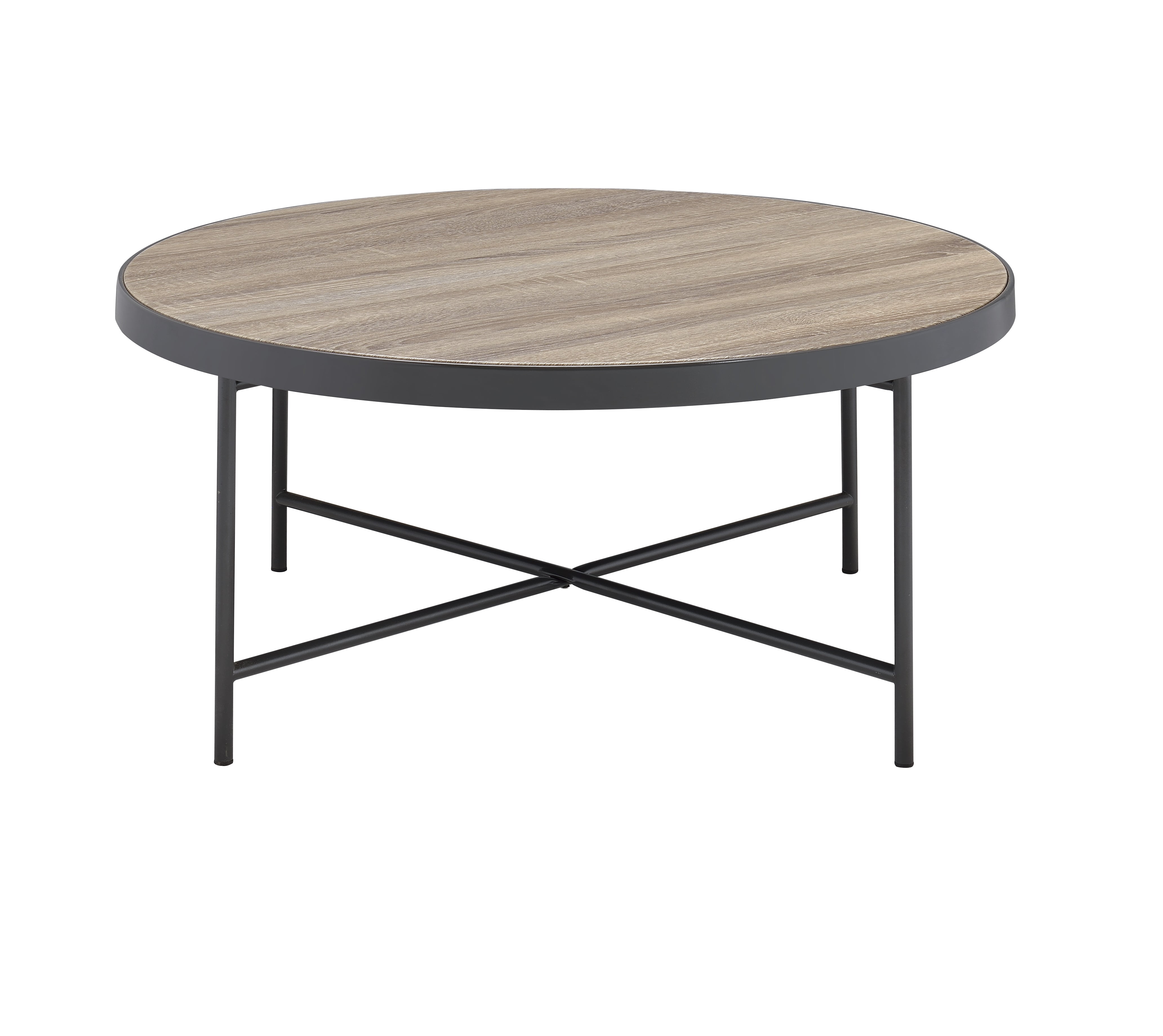 Coffee Table, Gray Oak & Metal Finish