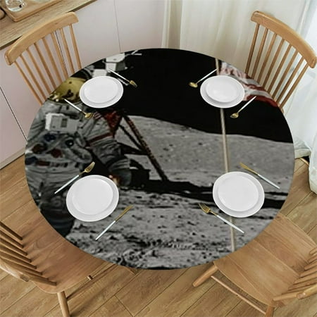

Autua Astronaut Moon Flag Round Tablecloth - Stain-Resistant Washable 46 -50