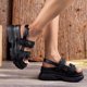 thumbnail image 5 of Amzcrzy Zapatos de mujer,Zapatos de mujer,Zapatillas de mujer, Sandalias de punta redonda de color liso con hebilla de fondo grueso para mujer Sandalias Mujer Zapatillas De Casa, 5 of 5