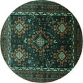 thumbnail image 1 of Ahgly Company Machine Washable Indoor Round Persian Turquoise Blue Traditional Area Rugs, 4' Round, 1 of 4