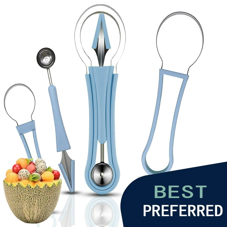 3-in-1 Stainless Steel Melon Baller Scoop Set - Includes Peeler, Slicer,  and Seed Remover - Perfect for Ice Cream, Watermelon, and More!