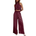 thumbnail image 2 of YHAJDS Women 2 Piece Lounge Set Summer Spaghetti Strap Tank Top Wide Leg Long Pants, 2 of 5