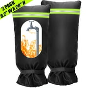 2 Pack Outdoor Faucet Covers for Winter, 8.2" W x 20" H Outside Yard Hydrant Protector Socks Winter, Insulated Hose Bib Protector Cover, Spigot Pipe Cover Freeze Protection Black