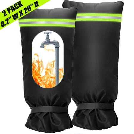 2 Pack Outdoor Faucet Covers for Winter, 8.2" W x 20" H Outside Yard Hydrant Protector Socks Winter, Insulated Hose Bib Protector Cover, Spigot Pipe Cover Freeze Protection Black